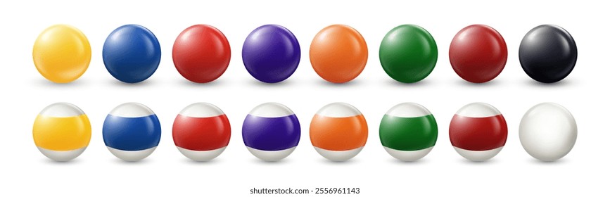 3D Balls vector set. Billiard, pool or lottery balls set. Collection of colorful round toys for game