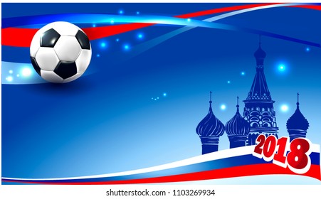 3d ball.Vector illustration of a football cup 2018. International world championship tournament in Russia.