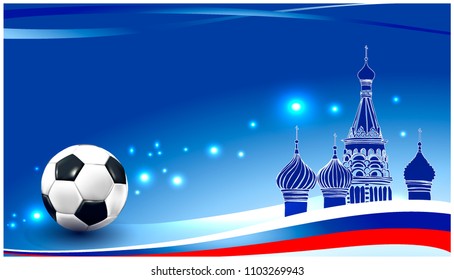 3d ball.Vector illustration of a football cup 2018. International world championship tournament in Russia.