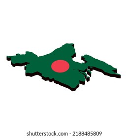 Mapa de Bangladesh 3D con bandera aislada en fondo blanco