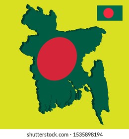 3D Bangladesh map flag Vector illustration