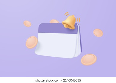 3d bank account book floating transaction with money coin, money saving minimal concept. Finance accounting and payment Internet banking. 3d book bank vector render isolate purple pastel background