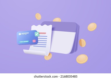 3d bank account book, passbook with credit card, financial online and transaction, fund transfer, business invoice bill, 3d banking payment receipt concept, 3d bank icon vector render illustration - Shutterstock ID 2168035485