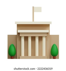 3d Bank or courthouse icon. Architecture building with columns. Online banking, Public Finance Department Audit, Tax Office, transactions, exchange, ATM, giving out money, service Concept. Isolated