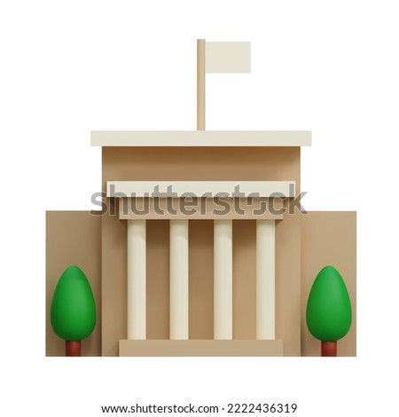 3d Bank or courthouse icon. Architecture building with columns. Online banking, Public Finance Department Audit, Tax Office, transactions, exchange, ATM, giving out money, service Concept. Isolated