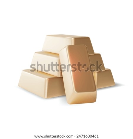 3d Bank Golden Bars Set Cartoon Design Style Isolated on a White Background Symbol of Rich. Vector illustration of Gold Bar