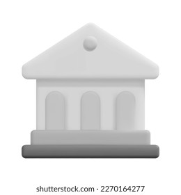3d bank icon vector. Isolated on white background. 3d building and architecture concept. Cartoon minimal style. 3d building icon vector render illustration.