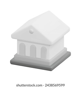 Vector de icono de banco 3d. Aislado sobre fondo blanco. Concepto de construcción y arquitectura 3d. Dibujos animados estilo minimalista. Ilustración de renderizado de icono de construcción vectorial 3d.