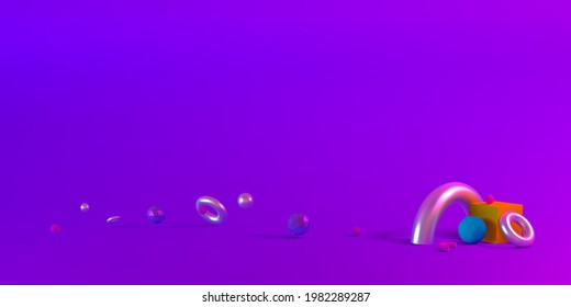 3D banner. Abstract background with geometric shapes. Vector illustration.
