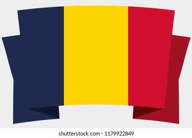 A 3D Banner with the Country Flag of  Chad