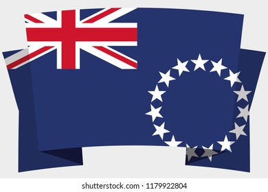 A 3D Banner with the Country Flag of  Cook Islands