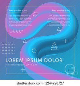 3d banner flow fluid shapes. Liquid wave trendy modern vibrant background. Blue and pink color. curve vector graphic style.
