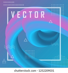 3d banner flow fluid shapes. Liquid wave trendy modern vibrant background. Blue and pink color. curve vector graphic style	