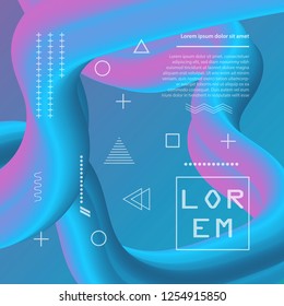 3d banner flow fluid shapes. Liquid wave trendy modern vibrant background. Blue and pink color. curve vector graphic style	