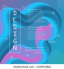3d banner flow fluid shapes. Liquid wave trendy modern vibrant background. Blue and pink color. curve vector graphic style	