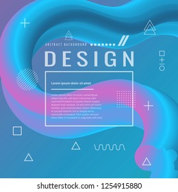 3d banner flow fluid shapes. Liquid wave trendy modern vibrant background. Blue and pink color. curve vector graphic style	