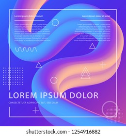 3d banner flow fluid shapes. Liquid wave trendy modern vibrant background. Blue and pink color. curve vector graphic style	