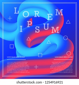 3d banner flow fluid shapes. Liquid wave trendy modern vibrant background. Blue and red color. curve vector graphic style	