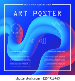 3d banner flow fluid shapes. Liquid wave trendy modern vibrant background. Blue and red color. curve vector graphic style	