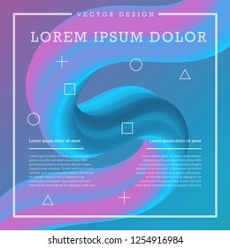 3d banner flow fluid shapes. Liquid wave trendy modern vibrant background. Blue and pink color. curve vector graphic style	