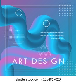 3d banner flow fluid shapes. Liquid wave trendy modern vibrant background. Blue and pink color. curve vector graphic style	