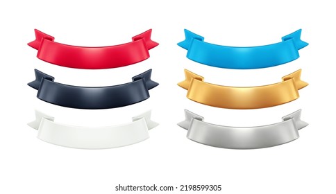 3d Banner Ribbon Sales. Multicolored realistic banner ribbon. Red blue black, white gold silver Color. Vector illustration EPS10