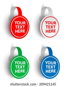 3D Banner Sticker Label Set, Vector Illustration