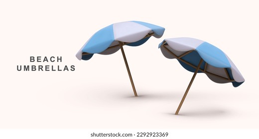 3d banner in style with two umbrellas. Vector illustration.