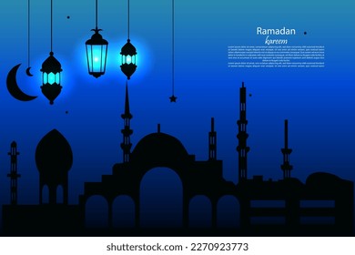 3d banner vector Ramadan Kareem mosque, lantern, element, ornament Ramadan background