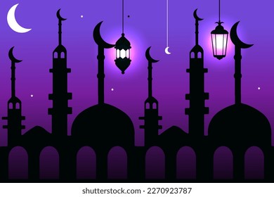 3d banner vector Ramadan Kareem mosque, lantern, element, ornament Ramadan background