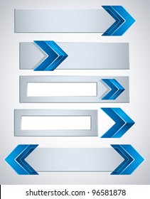 3d banners finished with blue arrows, contain copy spaces for your text . Vector modern style design elements collection.