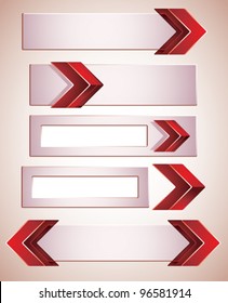 3d banners finished with red arrows, contain copy spaces for your text . Vector modern style design elements collection.