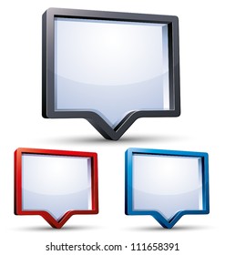 3d banners set, colors, speech bubble, vector.