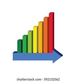 3D bar chart with arrow illustration vector design