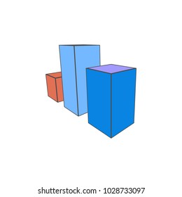 3D bar chart icon. Element of colored charts and diagrams for mobile concept and web apps. Icon for website design and development, app development. Premium icon on white background
