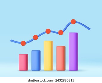 3D bar chart icon. Element of colored charts and diagrams for mobile concept and web apps.Finance business economics concept. 3d rendering. Vector illustration