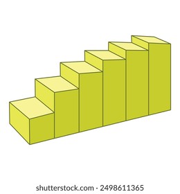 3d bar chart illustrating the concept of growth with increasing values going up as stairs