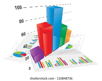 3D Bar Chart, vector file./3D Bar Chart