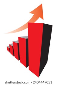 3D bar graph chart icon illustration set