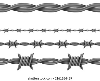 3D Barbed Wire Seamless Pattern On White. EPS10 Vector