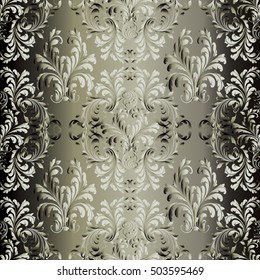 3d baroque damask floral vector seamless pattern wallpaper illustration with decorative vintage antique flowers, leaves and ornaments.