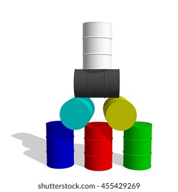 3d barrel set.Isolated on white background.Vector illustration.
