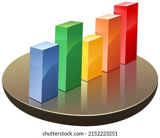 3d bars of colorful statistics laid on shelf (cut out)