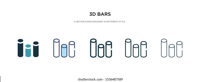 3d bars icon in different style vector illustration. two colored and black 3d bars vector icons designed in filled, outline, line and stroke style can be used for web, mobile, ui