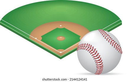 3D Baseball Field And Baseball Ball