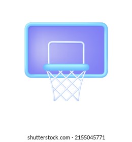 3D Basketballkorb einzeln auf weißem Hintergrund. Basketballkorb und Basketballnetz. Spiel- und Sportkonzept. Kann für viele Zwecke verwendet werden. Trendy und moderne Vektorgrafik im 3D-Stil.