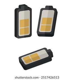 3d battery charge indicator energy status or power level of smartphone realistic vector concept
