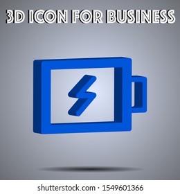 3D battery, charging, power symbol Icon vector illustration. Technology theme icon from iot set. Isometric flat seo design. Digital web objects and symbols for app, vlog, blog, business, social media