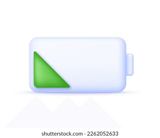 3D Battery icon. The battery is charging. Battery charge from low to high. Discharged and charged battery. Trendy and modern vector in 3d style.