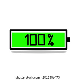 3d battery logo vector fully charged on white background